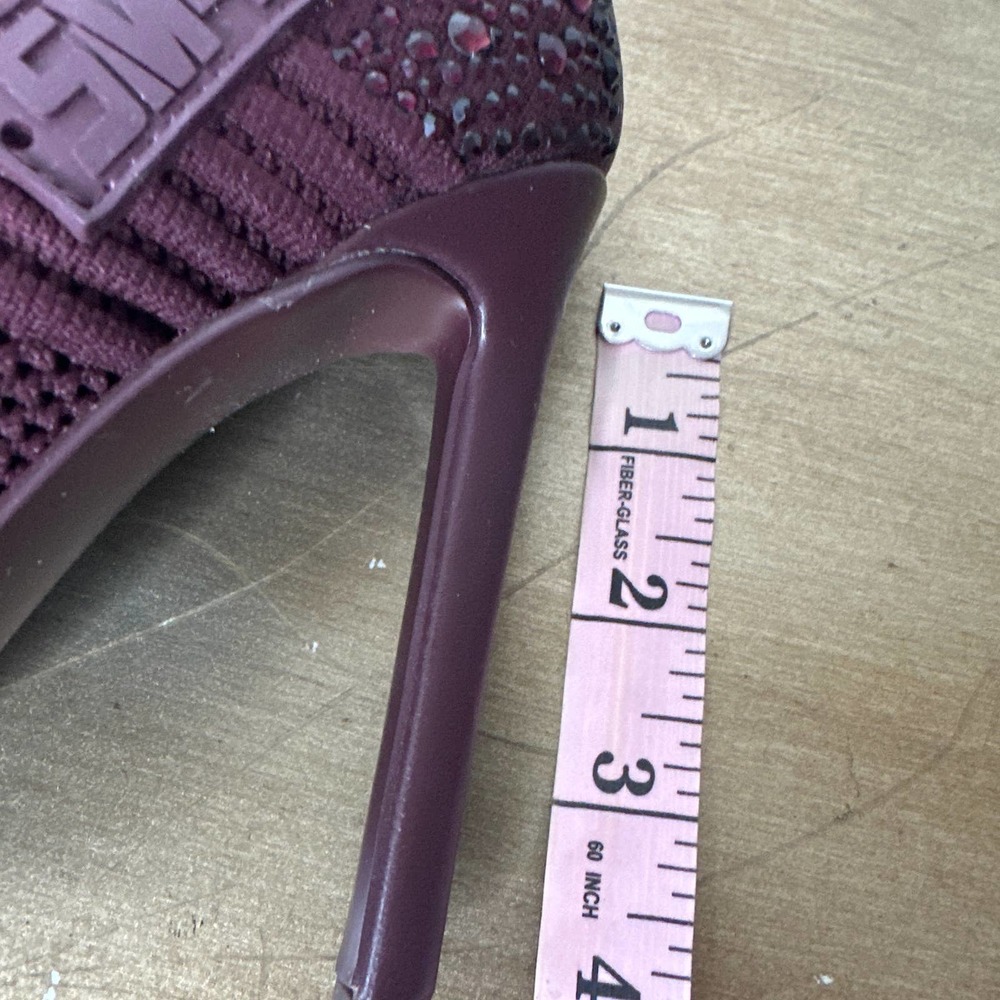 Knit Pointed-Toe High Heel Ankle Boots in Plum - Picture 7 of 7